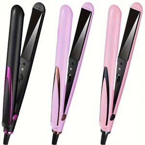 2-in-1 Hair Straightener & Curler – Adjustable Heat, Negative Ion Tech, 110V US